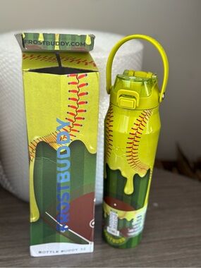 FrostBuddy Neon Yellow Softball Bottle Buddy Water Bottle